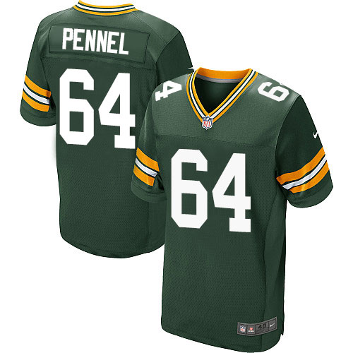 Men's Elite Mike Pennel Nike Jersey Green Home - #64 NFL Green Bay Packers